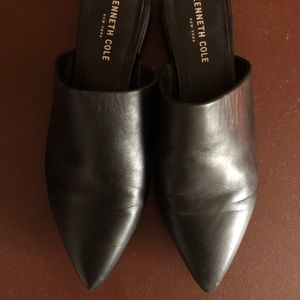 Kenneth Cole Black Leather Mules